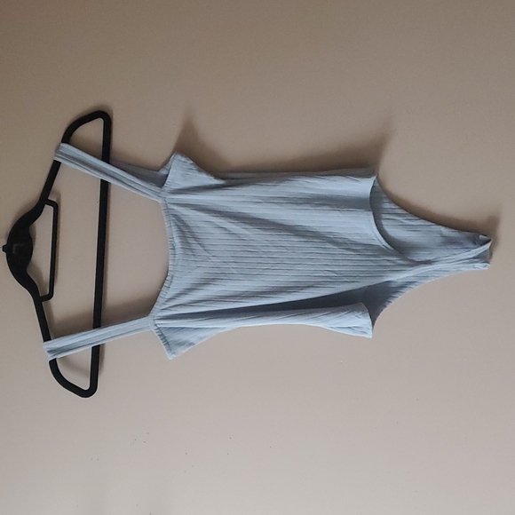 Light Blue V Neck Bodysuit - Picture 3 of 5
